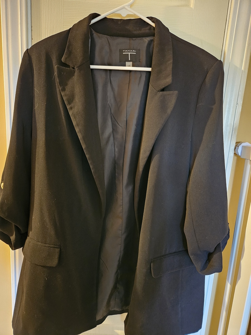 Tahari Black T-Logo Lined Blazer